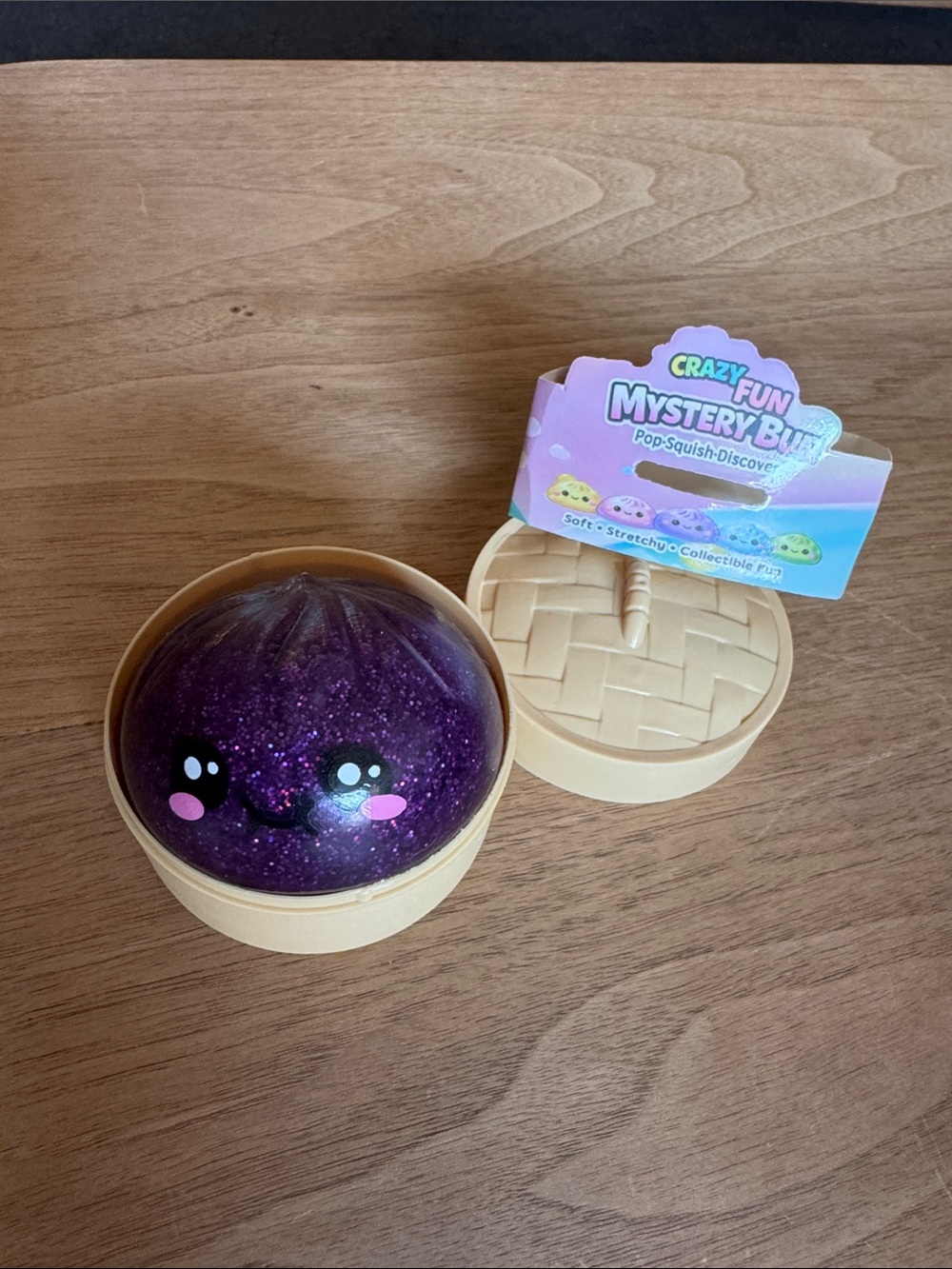 Dumpling Crazy-Fun Mystery Bun Pop Squish Toy - Purple Glitter- purple Secret